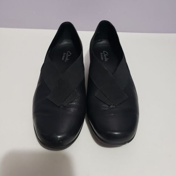 Clark's Artisan Black Leather Slip On Loafers Shoes Women's Sz 8.5 M - Picture 4 of 9